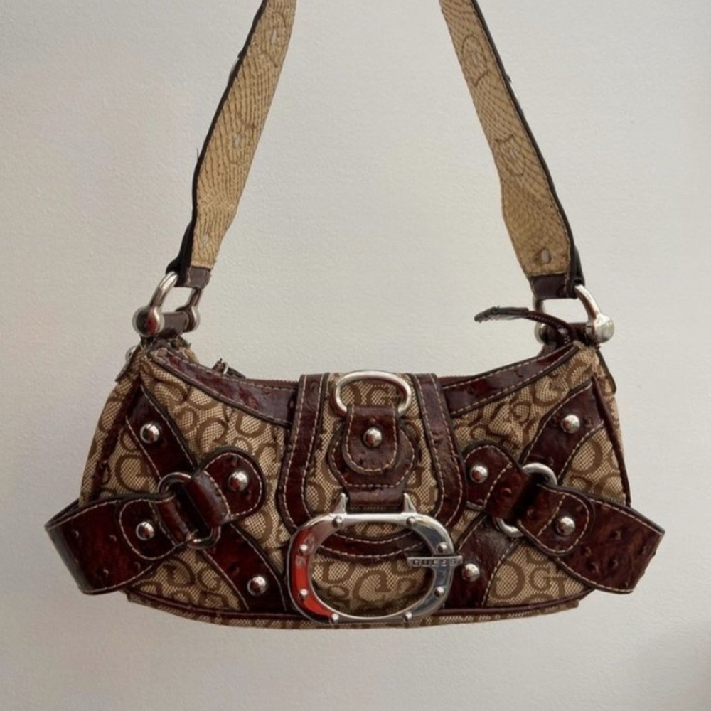Guess Brown Designer Shoulder Bag Handbag Vintage